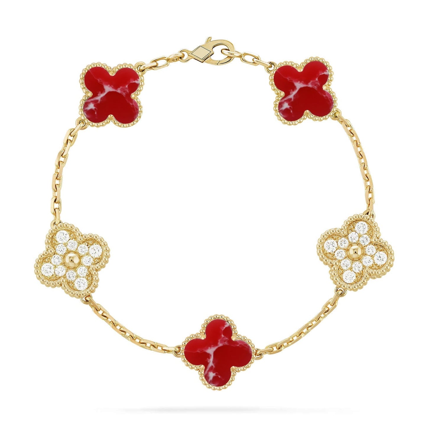 [Elowen Jewels]CLOVER 5 MOTIF RED PATTERN BRACELET COLLECTION