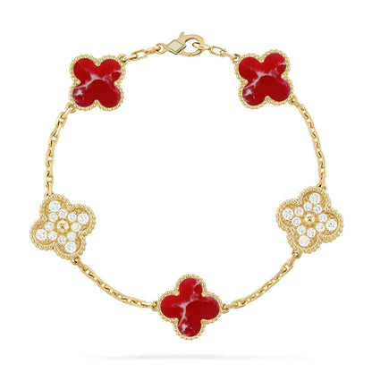 [Elowen Jewels]CLOVER 5 MOTIF RED PATTERN BRACELET COLLECTION