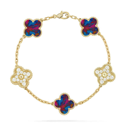[Elowen Jewels]CLOVER 5 MOTIF COLOR GEMSTONES BRACELET COLLECTION