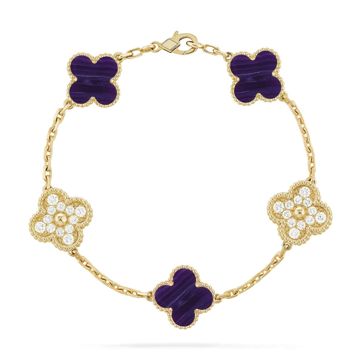 [Elowen Jewels]CLOVER 5 MOTIF PURPLE STRIPES BRACELET COLLECTION