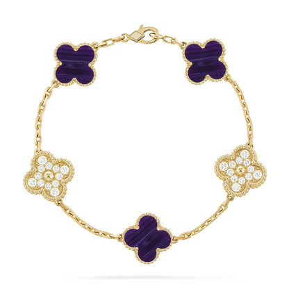 [Elowen Jewels]CLOVER 5 MOTIF PURPLE STRIPES BRACELET COLLECTION