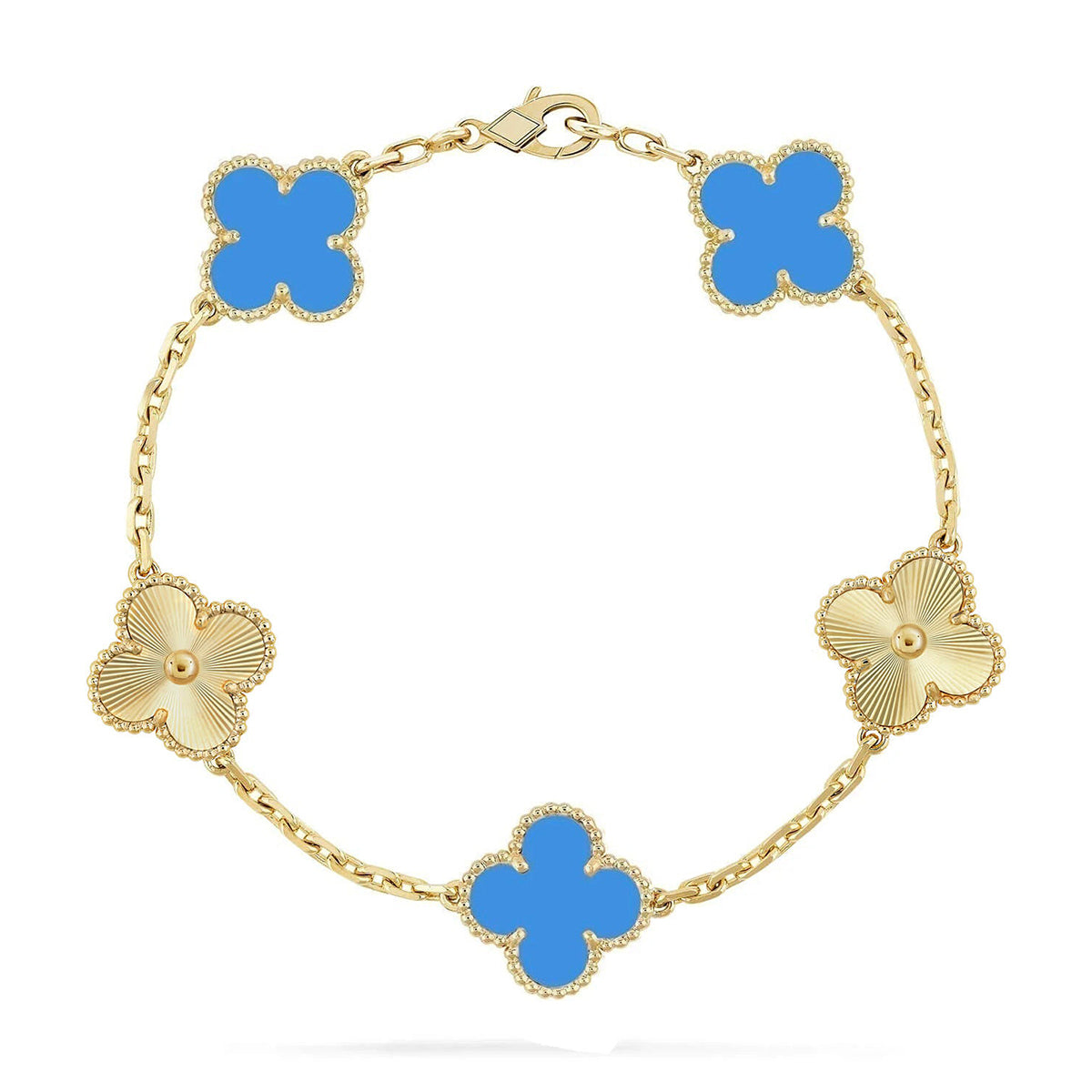 [Elowen Jewels] CLOVER 5 MOTIF BLUE AGATE BRACELET COLLECTION