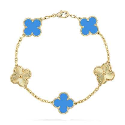 [Elowen Jewels] CLOVER 5 MOTIF BLUE AGATE BRACELET COLLECTION