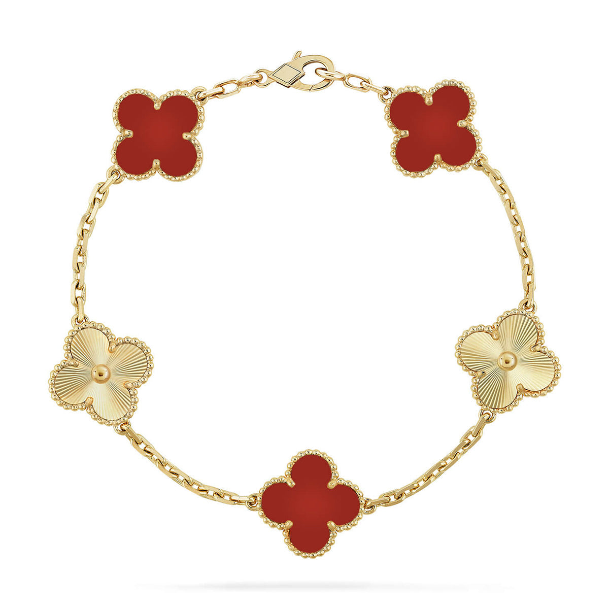 [Elowen Jewels] CLOVER 5 MOTIF RED CORNELIAN BRACELET COLLECTION