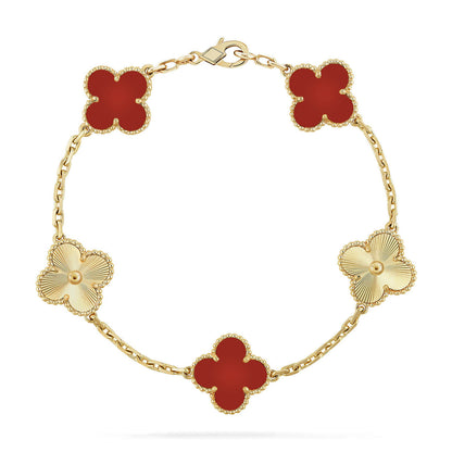 [Elowen Jewels] CLOVER 5 MOTIF RED CORNELIAN BRACELET COLLECTION