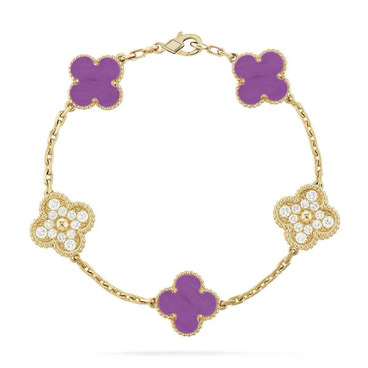 [Elowen Jewels] CLOVER 5 MOTIF VIOLET BRACELET COLLECTION