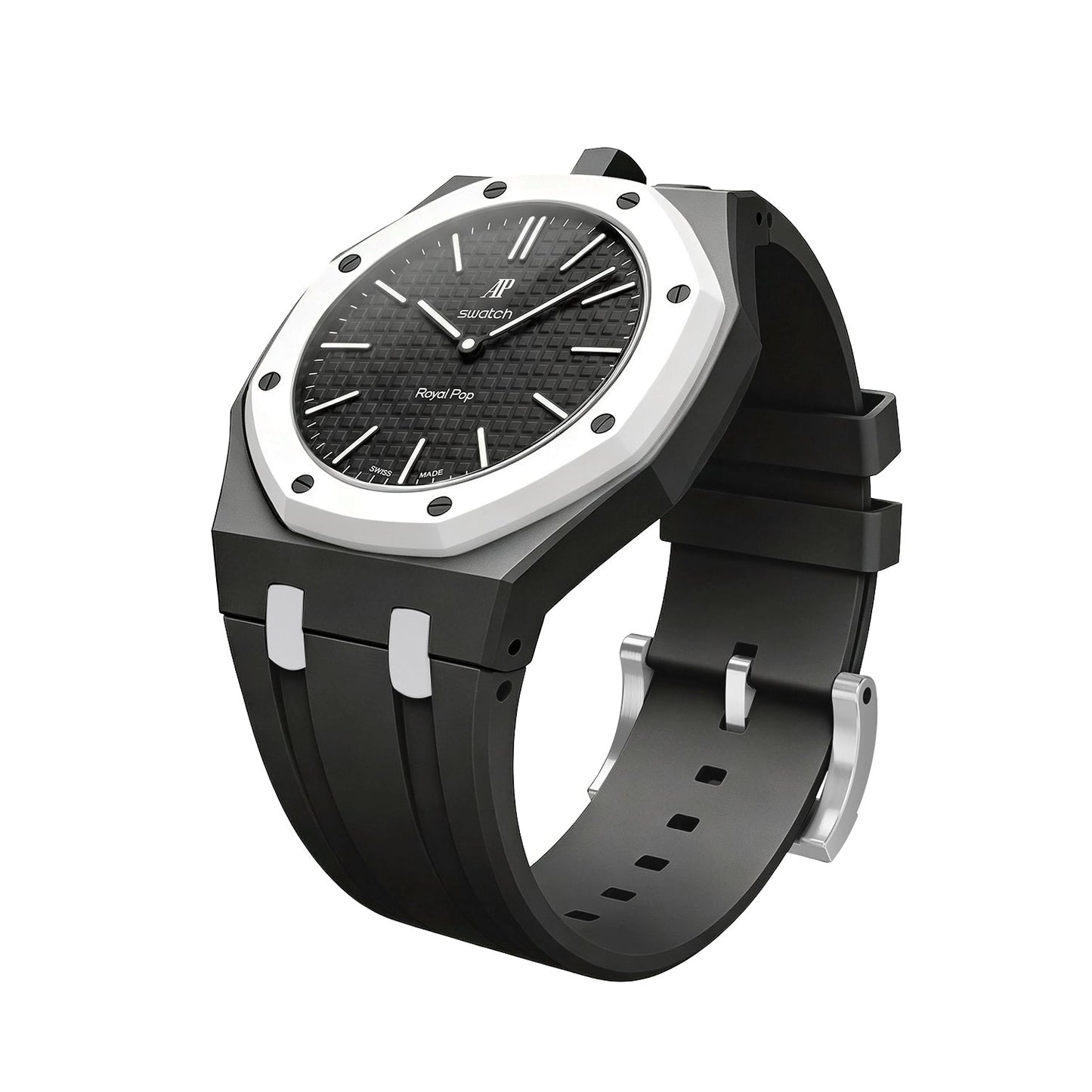 Oak Pop Exclusive Black And White Silicone Strap