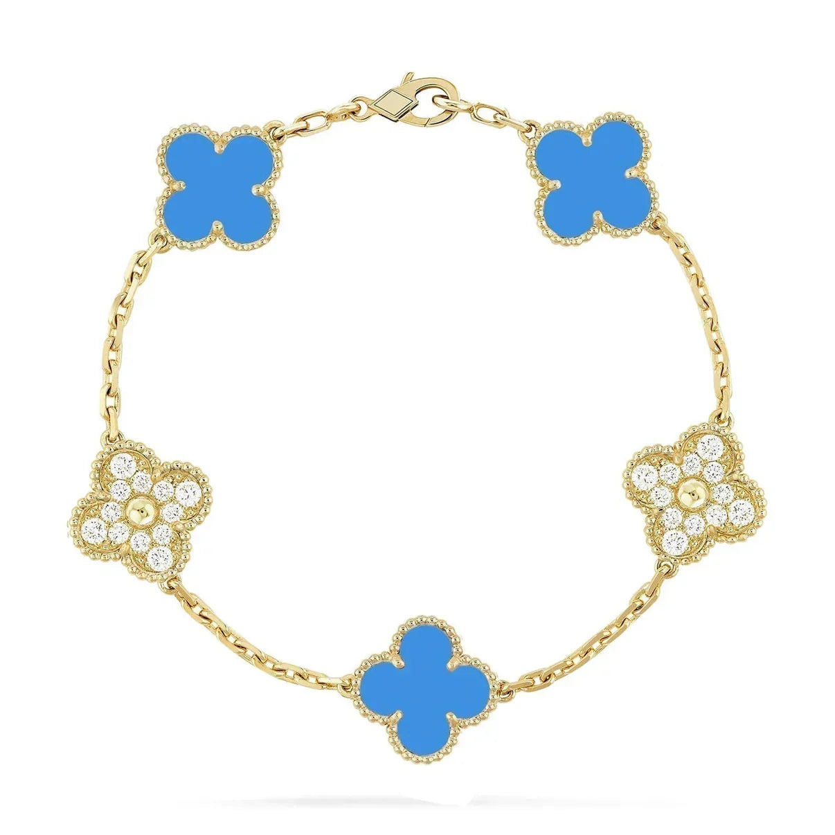 [Elowen Jewels] CLOVER 5 MOTIF BLUE AGATE BRACELET COLLECTION