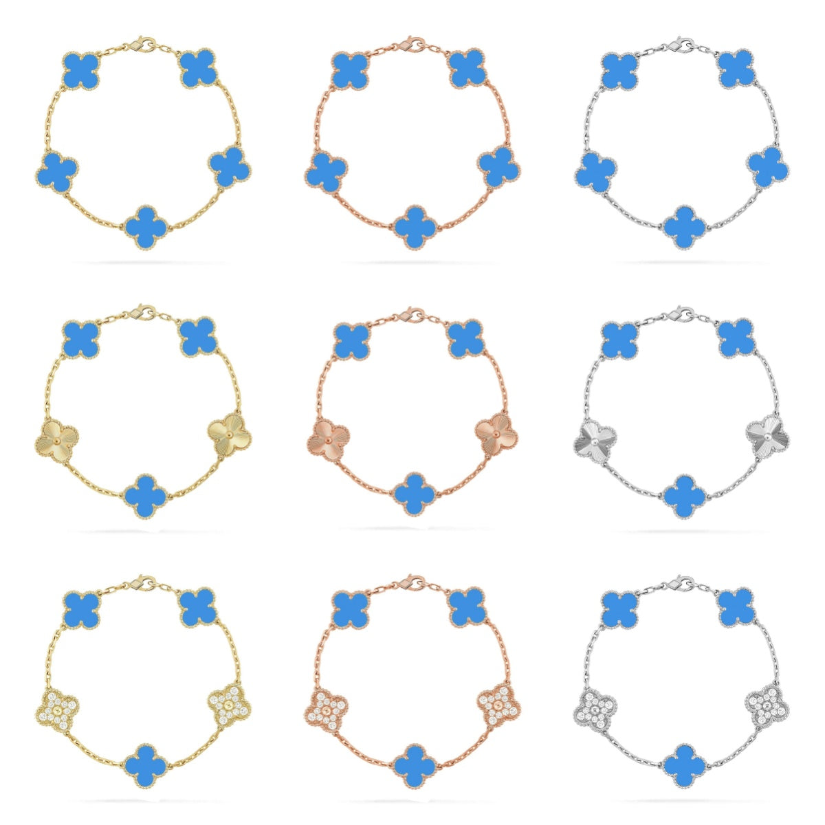 [Elowen Jewels] CLOVER 5 MOTIF BLUE AGATE BRACELET COLLECTION