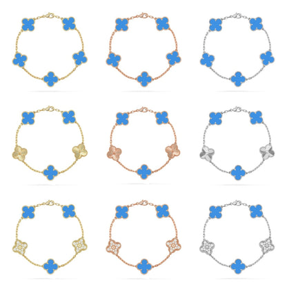[Elowen Jewels] CLOVER 5 MOTIF BLUE AGATE BRACELET COLLECTION