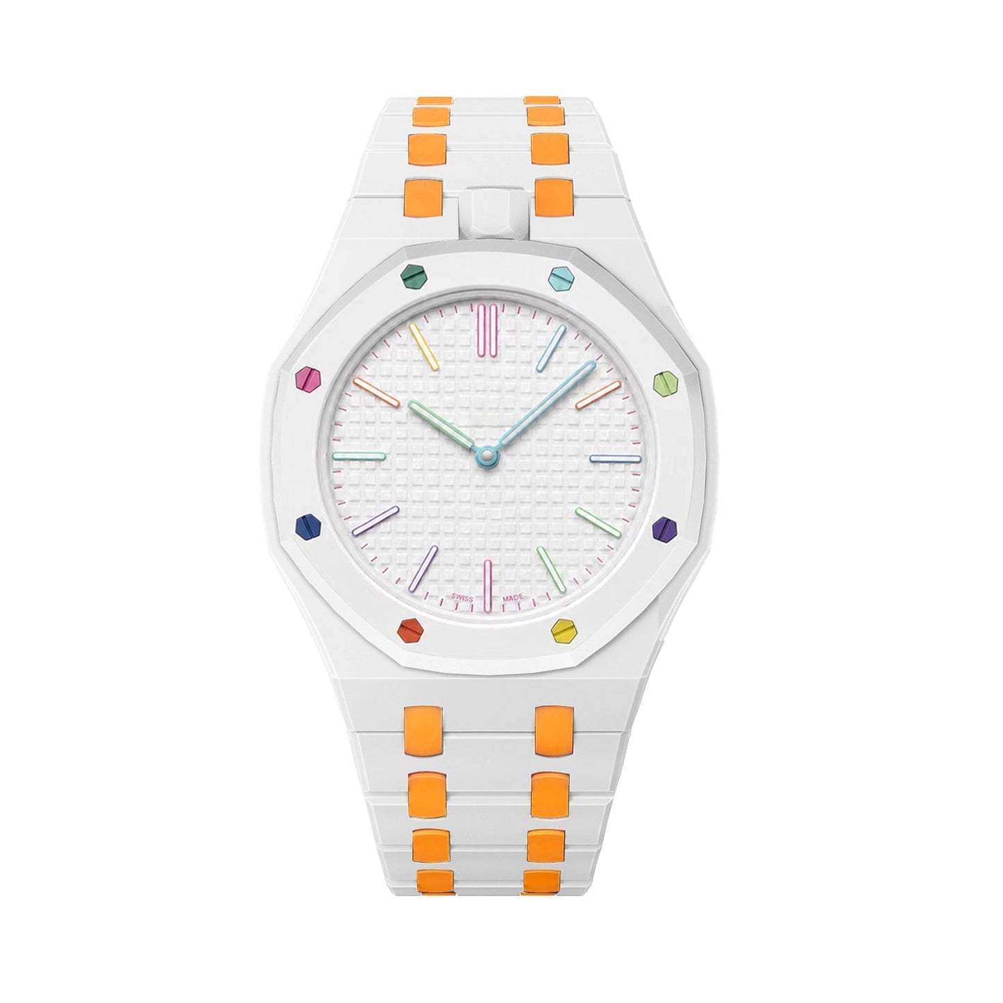 Oak Pop Exclusive White And Orange Bioceramic Strap