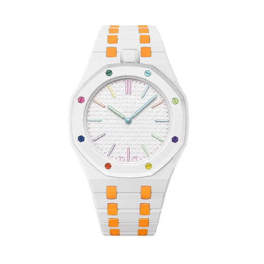 Oak Pop Exclusive White And Orange Bioceramic Strap