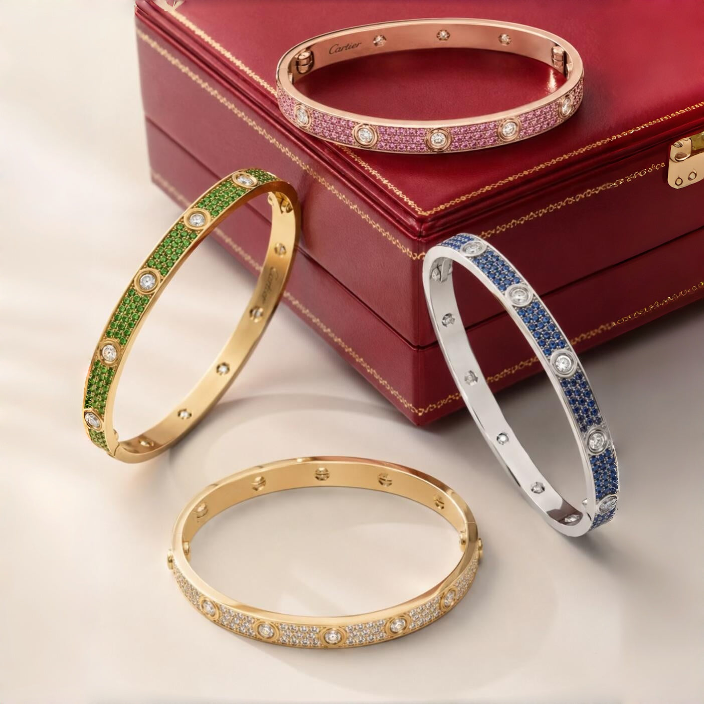 [Elowen-jewel]2026 PAVE GEMSTONE LOVE BRACELET 6.1MM 10 DIAMONDS