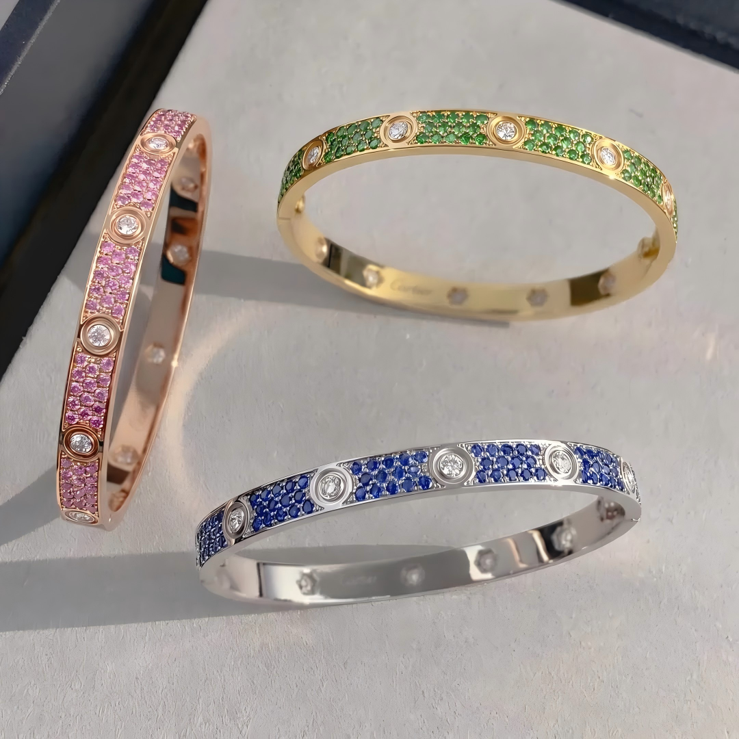 [Elowen-jewel]2026 PAVE GEMSTONE LOVE BRACELET 6.1MM 10 DIAMONDS
