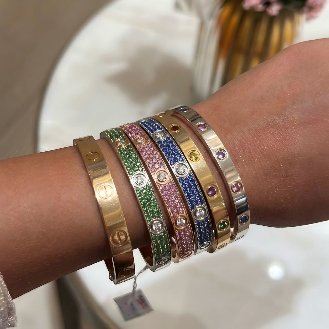 [Elowen-jewel]2026 PAVE GEMSTONE LOVE BRACELET 6.1MM 10 DIAMONDS