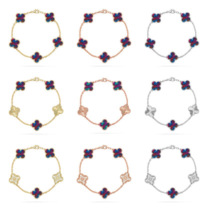 [Elowen Jewels]CLOVER 5 MOTIF COLOR GEMSTONES BRACELET COLLECTION