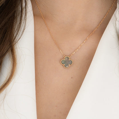 [Elowen Jewels]CLOVER 15MM  GRAY MOTHER OF PEARL NECKLACE