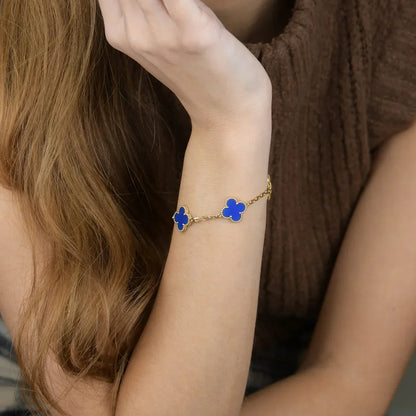 [Elowen Jewels] CLOVER 5 MOTIF BLUE AGATE BRACELET COLLECTION