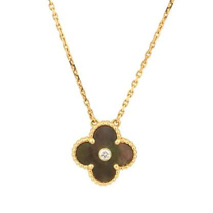 [Elowen Jewels]CLOVER 15MM DIAMOND AND MOTHER-OF-GREY NECKLACE