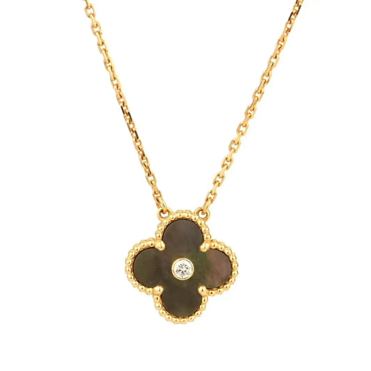 [Elowen Jewels]CLOVER 15MM DIAMOND AND MOTHER-OF-GREY NECKLACE