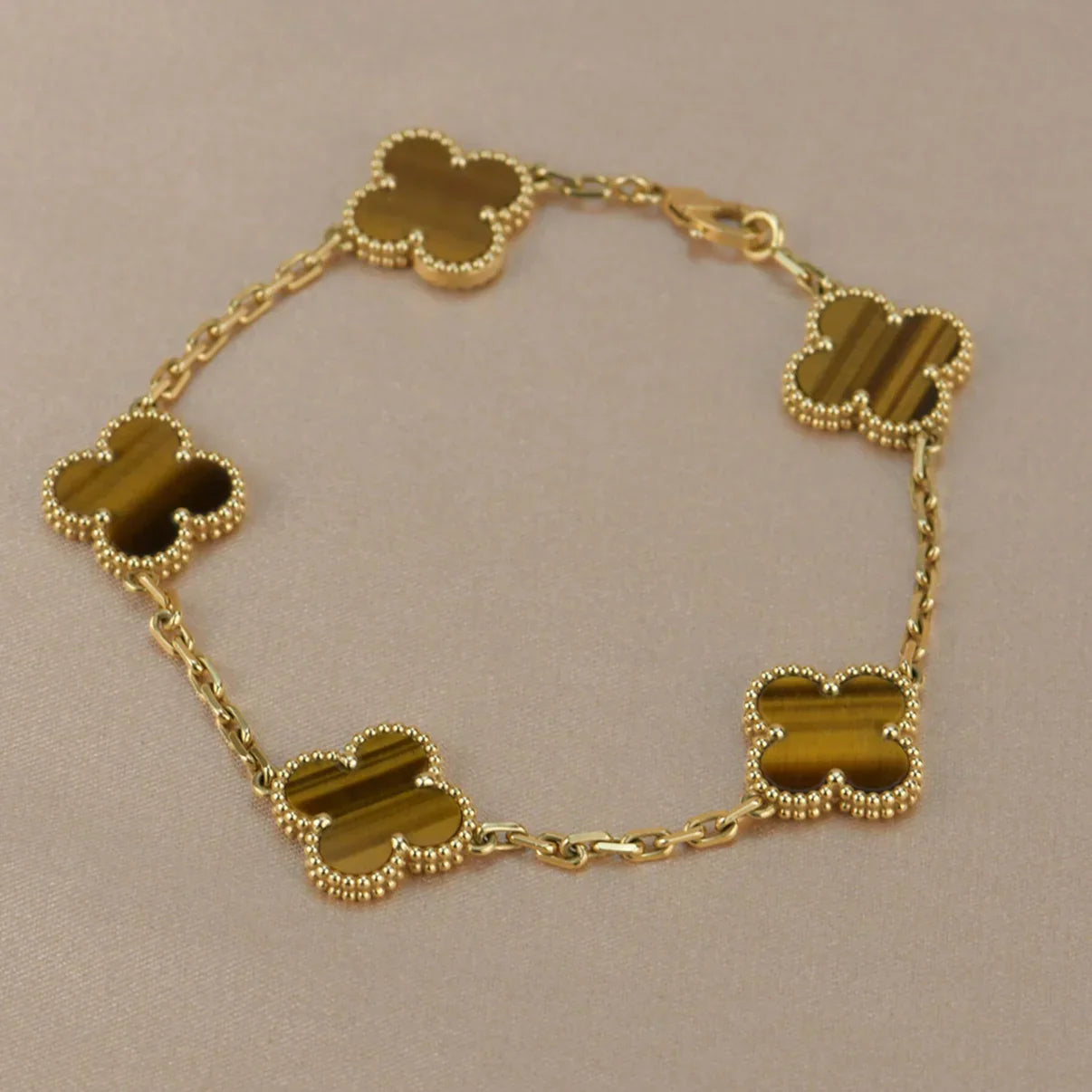 [Elowen Jewels] CLOVER 5 MOTIFS TIGER EYE BRACELET COLLECTION