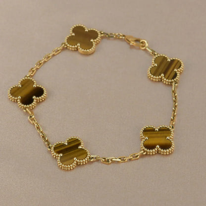 [Elowen Jewels] CLOVER 5 MOTIFS TIGER EYE BRACELET COLLECTION