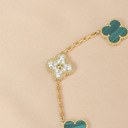 [Elowen Jewels] CLOVER 5 MOTIF MALACHITE BRACELET COLLECTION