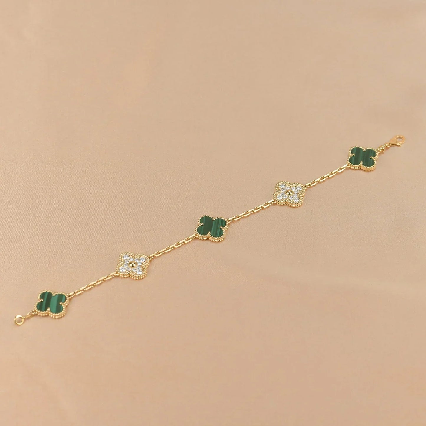 [Elowen Jewels] CLOVER 5 MOTIF MALACHITE BRACELET COLLECTION