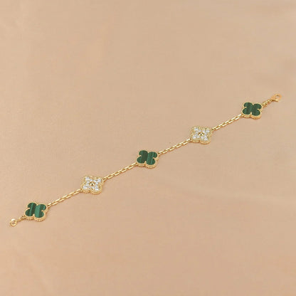 [Elowen Jewels] CLOVER 5 MOTIF MALACHITE BRACELET COLLECTION