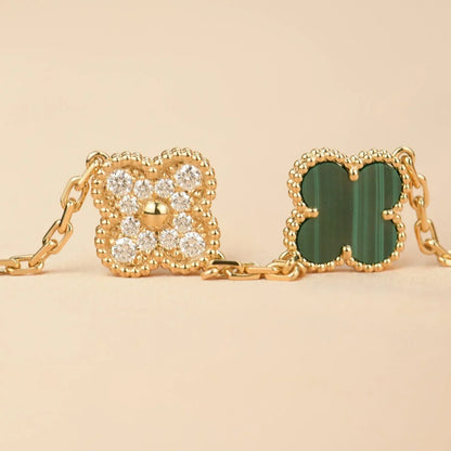 [Elowen Jewels] CLOVER 5 MOTIF MALACHITE BRACELET COLLECTION