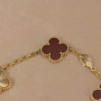 [Elowen Jewels] CLOVER 5 MOTIF RED CORNELIAN BRACELET COLLECTION