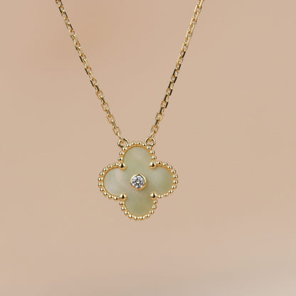 [Elowen Jewels]CLOVER 15MM DIAMOND GOLD MOTHER OF PEARL NECKLACE