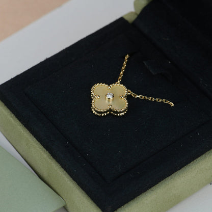 [Elowen Jewels]CLOVER 15MM DIAMOND GOLD MOTHER OF PEARL NECKLACE