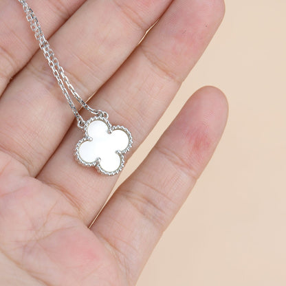 [Elowen Jewels]CLOVER  15MM WHITE MOTHER-OF-PEARL SILVER