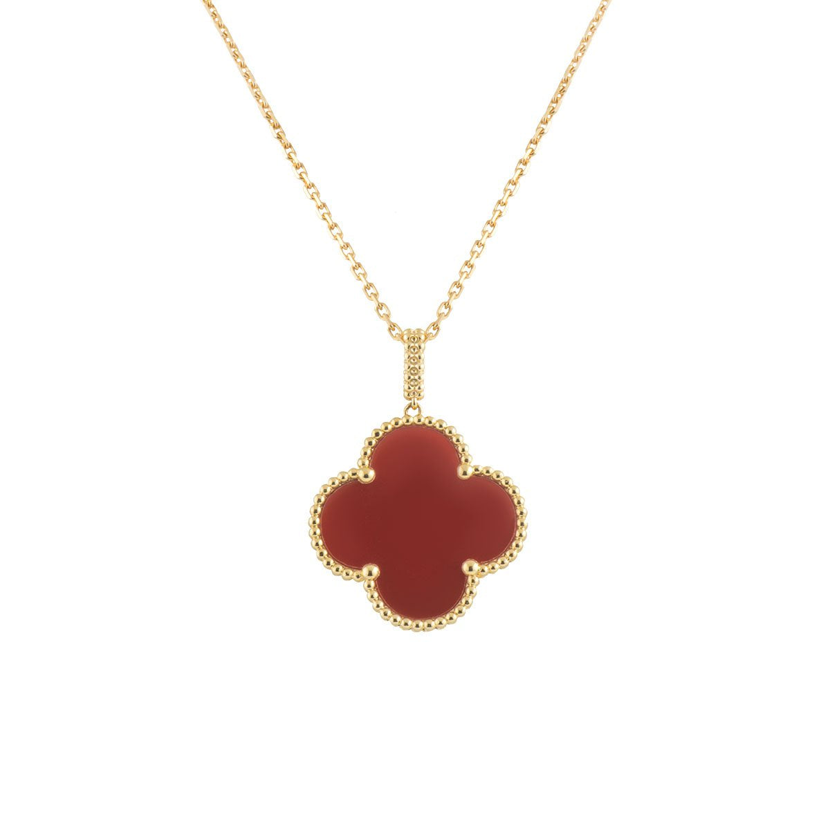 [Elowen Jewels]CLOVER 25MM NECKLACE GOLD CARNELIAN