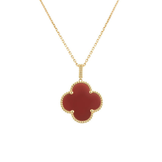 [Elowen Jewels]CLOVER 25MM NECKLACE GOLD CARNELIAN