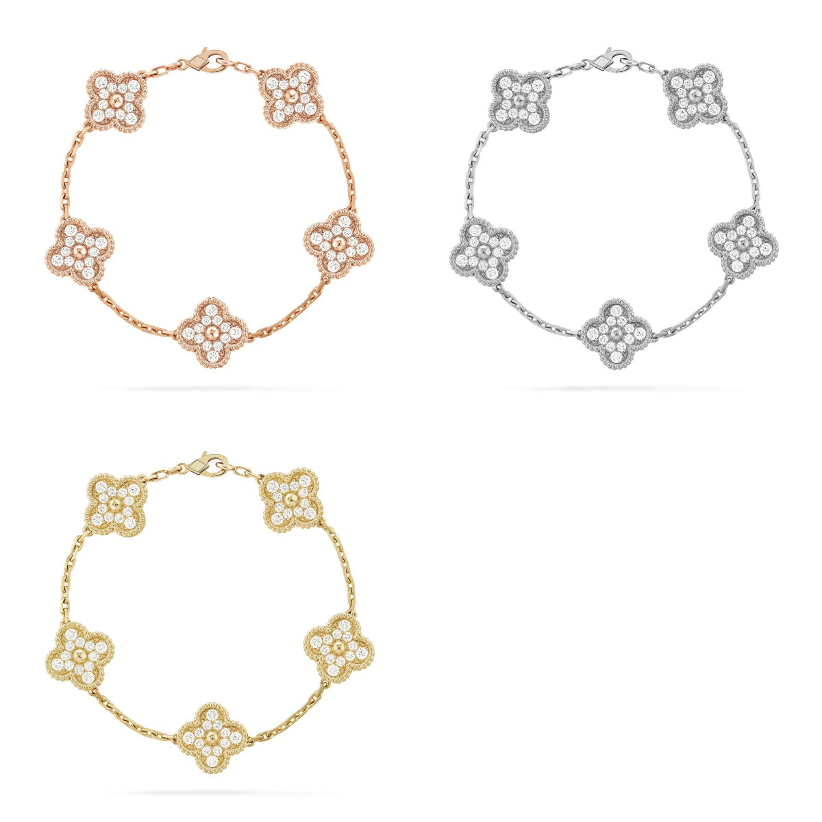 [Elowen Jewels] CLOVER 5 MOTIF FULL DIAMOND BRACELET COLLECTION