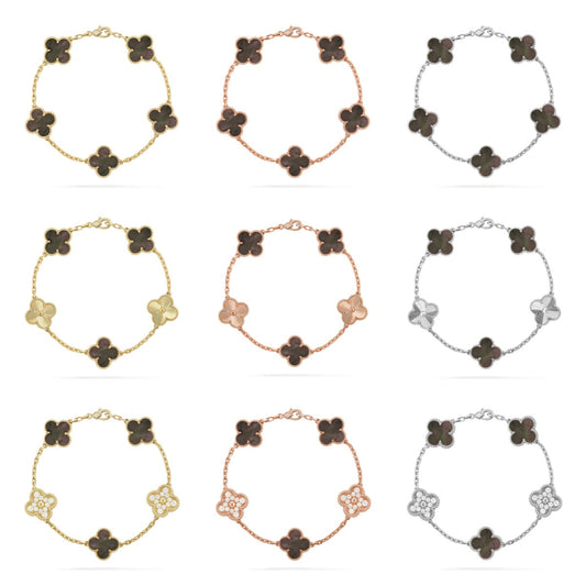 [Elowen Jewels] CLOVER 5 MOTIF GRAY MOP BRACELET COLLECTION