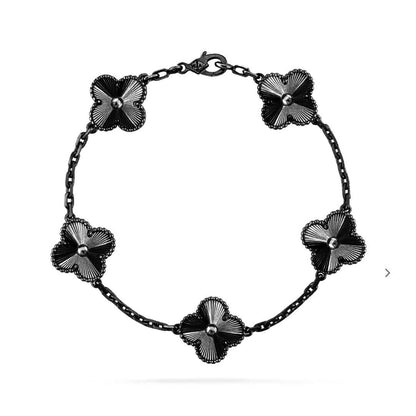[Elowen Jewels]CLOVER 5 MOTIF BLACK BRACELET