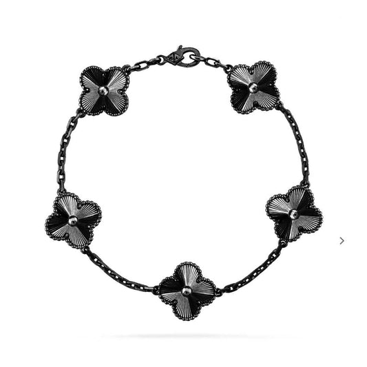 [Elowen Jewels]CLOVER 5 MOTIF BLACK BRACELET