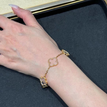 [Elowen Jewels]CLOVER 5 MOTIF ROCK CRYSTAL BRACELET