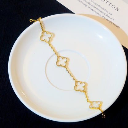 [Elowen Jewels]CLOVER 5 MOTIF ROCK CRYSTAL BRACELET