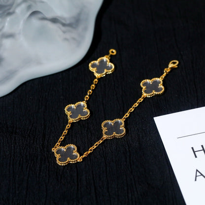 [Elowen Jewels]CLOVER 5 MOTIF ROCK CRYSTAL BRACELET