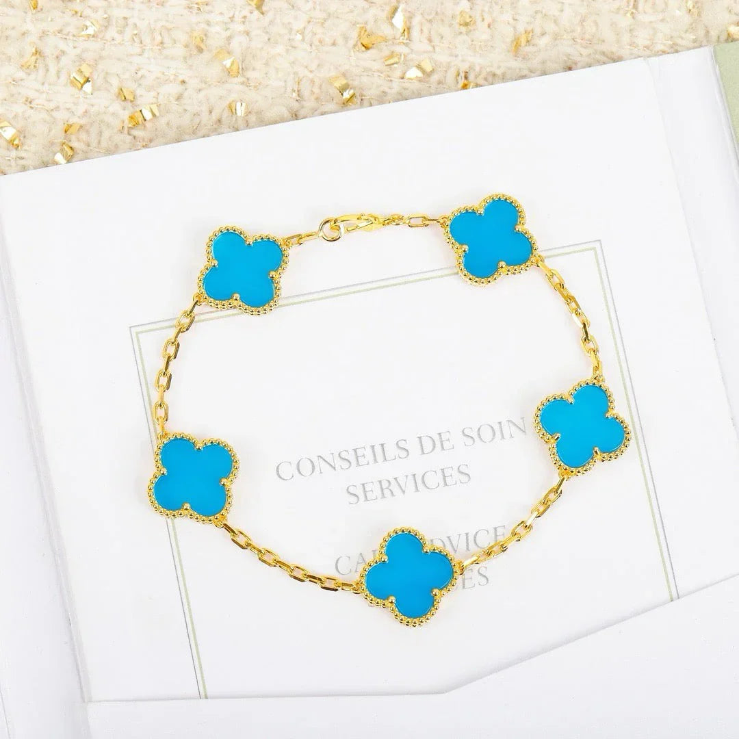 [Elowen Jewels] CLOVER 5 MOTIF TURQUOISE BRACELET COLLECTION