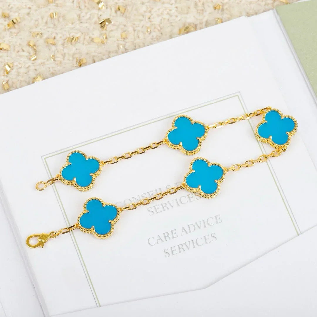 [Elowen Jewels] CLOVER 5 MOTIF TURQUOISE BRACELET COLLECTION
