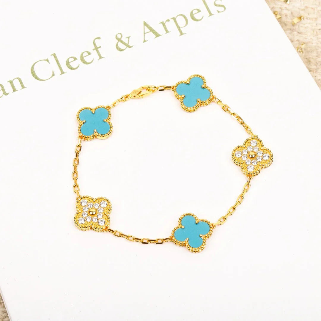 [Elowen Jewels] CLOVER 5 MOTIF TURQUOISE BRACELET COLLECTION
