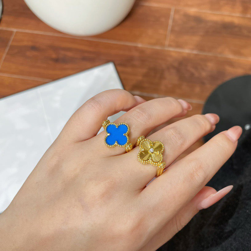 [Elowen Jewels]CLOVER RIVERSIBLE BLUE AGATE RING