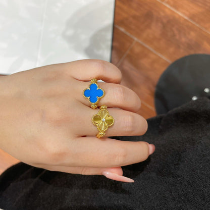 [Elowen Jewels]CLOVER RIVERSIBLE BLUE AGATE RING