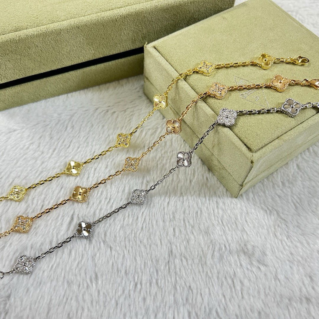 [Elowen Jewels]CLOVER 6 MOTIF DIAMOND LASER BRACELET