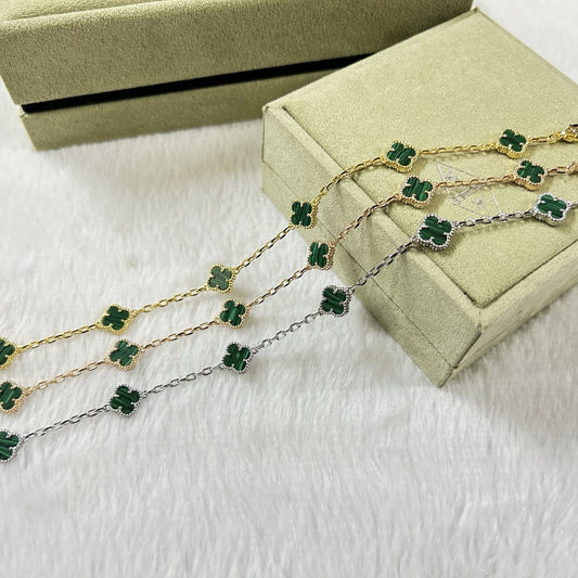 [Elowen Jewels]CLOVER 6 MOTIF MALACHITE BRACELET